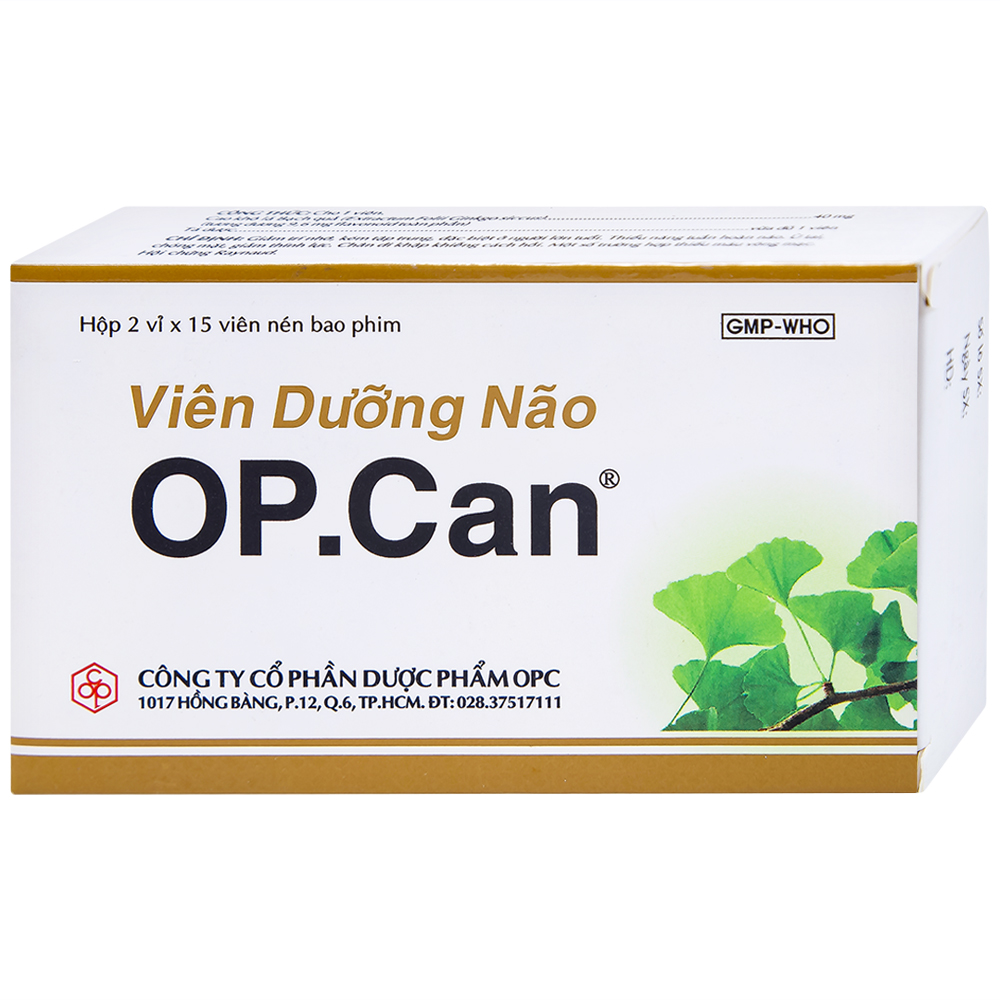 Viên dưỡng não O.P.CAN OPC điều trị giảm trí nhớ, kém tập trung, thiểu năng tuần hoàn não (2 vỉ x 15 viên)