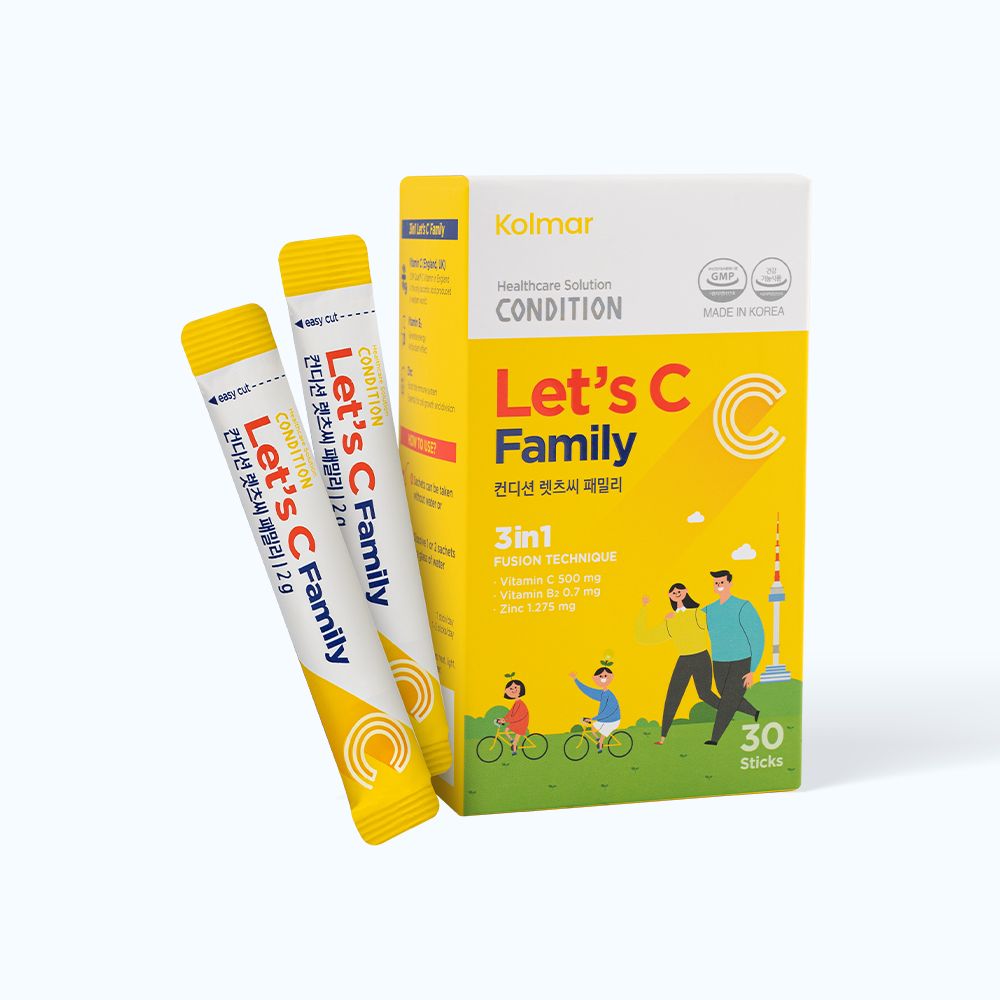 Bột uống Kolmar Condition Let’s C Family Bổ sung vitamin C (Hộp 30 gói)