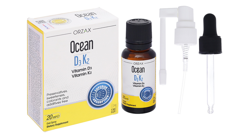 Xịt Ocean D3K2 bổ sung vitamin giúp xương và răng chắc khỏe chai 20ml