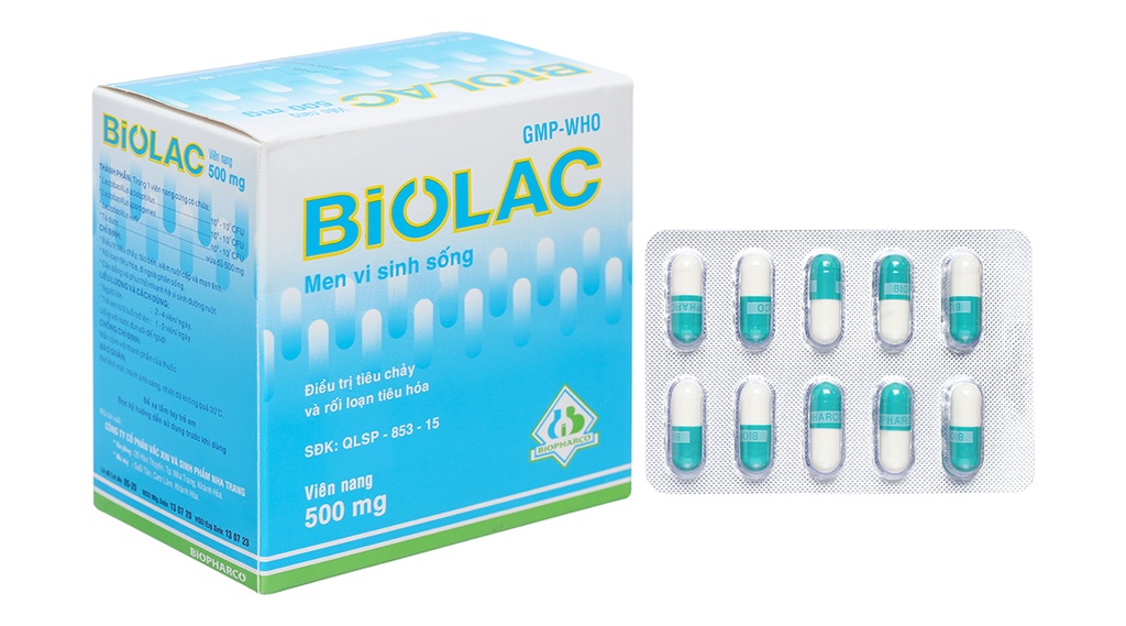 Biolac 500mg bổ sung vi sinh, trị tiêu chảy và táo bón (10 vỉ x 10 viên)