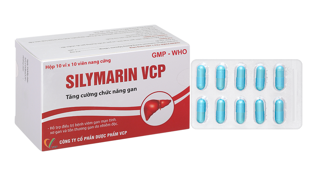 Silymarin VCP 140mg hỗ trợ điều trị bệnh viêm gan mạn tính, xơ gan (10 vỉ x 10 viên)