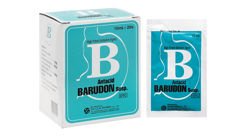 Hỗn dịch uống Barudon Susp giảm đau nhanh trong viêm dạ dày (20 gói x 10ml)