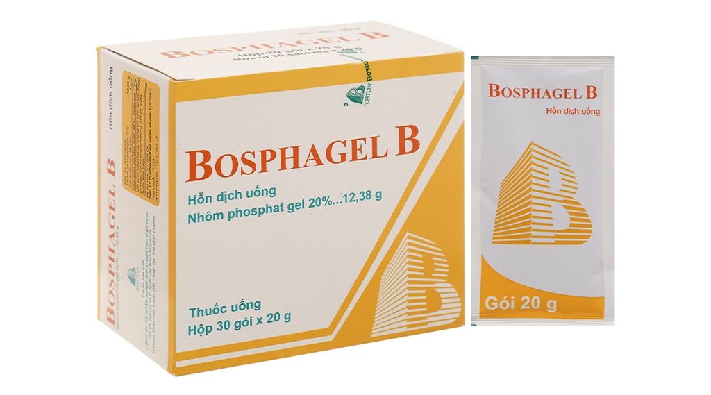 Hỗn dịch uống Bosphagel B 20% trị đau, bỏng rát do axit dạ dày gây ra (30 gói x 20g)