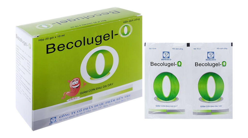Hỗn dịch uống Becolugel-O giảm đau do viêm loét dạ dày, tá tràng (20 gói x 10ml)