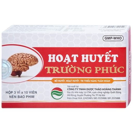 [TIMA001] Thuốc Hoạt Huyết Trường Phúc giúp hoạt huyết, trị thiếu năng tuần hoàn (3 vỉ x 10 viên)