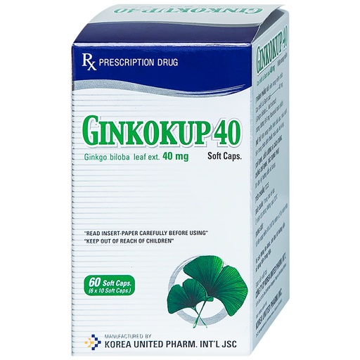 [TIMA002] Thuốc Ginkokup 40 Korea United điều trị bệnh sa sút trí tuệ, bệnh Alzheimer, rối loạn mạch máu não (6 vỉ x 10 viên)
