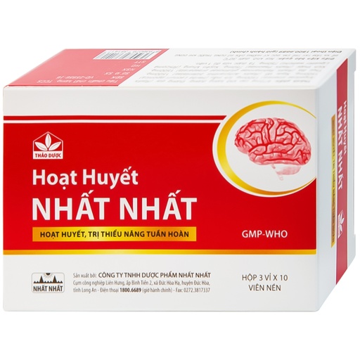 [TIMA005] Thuốc Hoạt Huyết Nhất Nhất giúp hoạt huyết, trị thiếu năng tuần hoàn (3 vỉ x 10 viên)