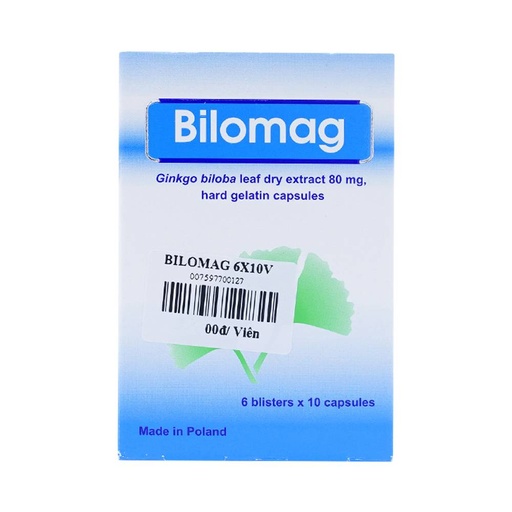 [TIMA007] Thuốc Bilomag 80mg Natur Produkt Pharma điều trị suy tuần hoàn não, giảm chú ý tập trung (6 vỉ x 10 viên)