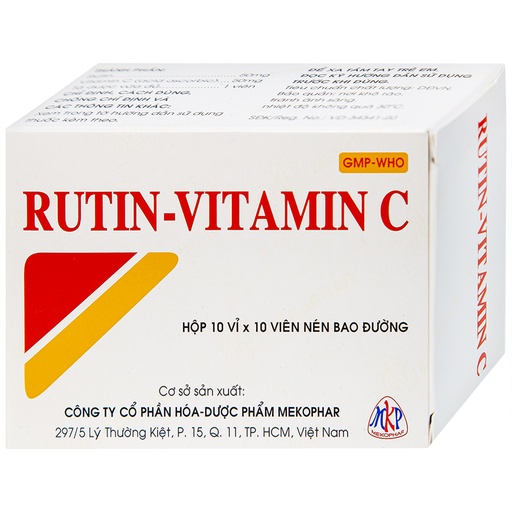 [TIMA010] Thuốc Rutin-Vitamin C Mekophar hỗ trợ điều trị các hội chứng chảy máu, xơ cứng (10 vỉ x 10 viên)