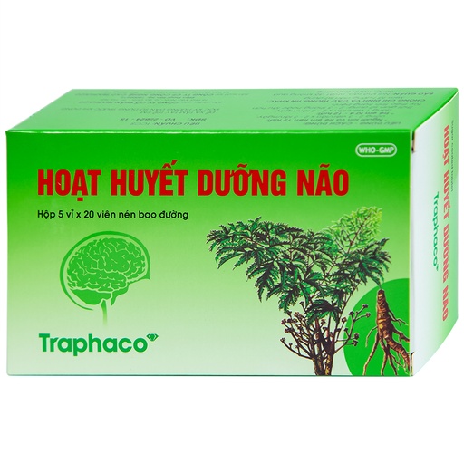 [TIMA013] Thuốc Hoạt Huyết Dưỡng Não bao đường Traphaco điều trị suy giảm trí nhớ, căng thẳng thần kinh (5 vỉ x 20 viên)