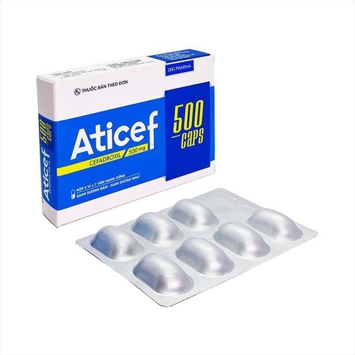 [KSI003] Aticef 500 caps - Điều trị các nhiễm khuẩn (Hộp 2 vỉ x 7 viên)