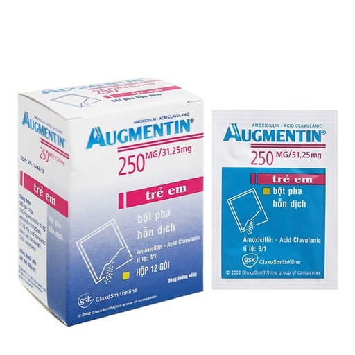 [KSI009] Augmentin 250mg/31,25mg - Điều trị nhiễm khuẩn (Hộp 12 gói)