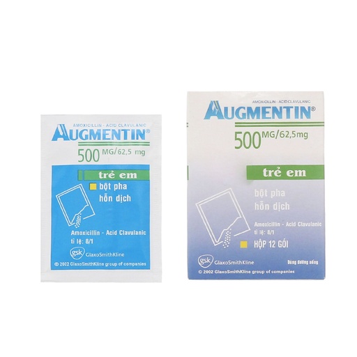 [KSI010] Augmentin 500mg/62,5mg - Điều trị các nhiễm khuẩn (Hộp 12 gói)