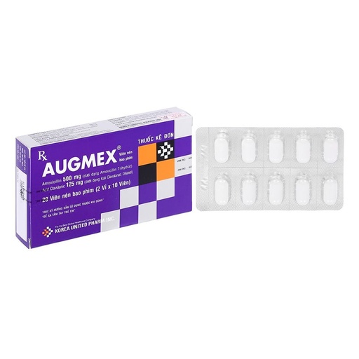 [KSI012] Augmex 500mg/125mg - Điều trị nhiễm khuẩn (Hộp 2 vỉ x 10 viên)