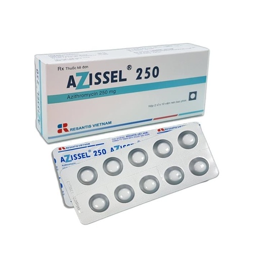 [KSI019] Azissel 250mg - Điều trị nhiều loại bệnh nhiễm trùng do vi khuẩn (Hộp 2 vỉ x 10 viên)