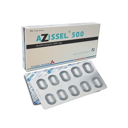 [KSI020] Azissel 500mg - Điều trị nhiều loại bệnh nhiễm trùng do vi khuẩn (Hộp 1 vỉ x 10 viên)