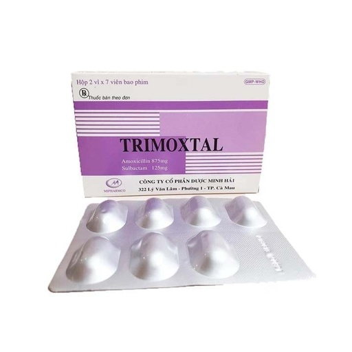 [KSI021] Trimoxtal 875/125 - Điều trị các nhiễm khuẩn (Hộp 2 vỉ x 7 viên)