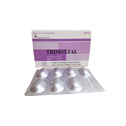 [KSI022] Trimoxtal 875/125 - Điều trị nhiễm khuẩn (Hộp 2 vỉ x 7 viên nén bao phim)