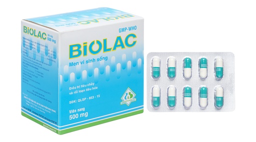 [DDTH031] Biolac 500mg bổ sung vi sinh, trị tiêu chảy và táo bón (10 vỉ x 10 viên)