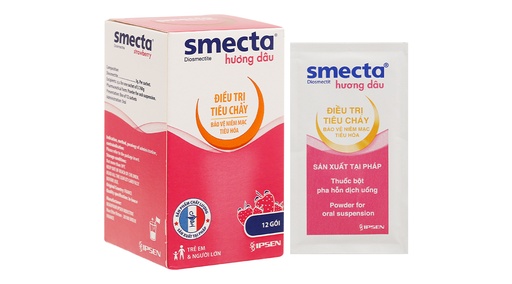 [DDTH059] Thuốc bột pha hỗn dịch uống Smecta hương dâu 3g trị tiêu chảy cấp (12 gói x 3.76g)