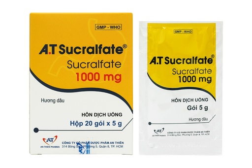 [DDTH120] Hỗn dịch uống A.T Sucralfate 1000mg trị loét dạ dày, tá tràng (20 gói x 5g)
