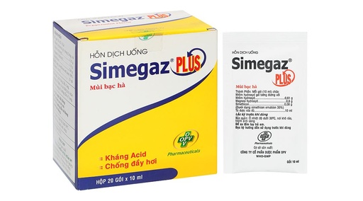 [DDTH127] Hỗn dịch uống Simegaz plus trị triệu chứng viêm loét dạ dày - tá tràng (20 gói x 10ml)