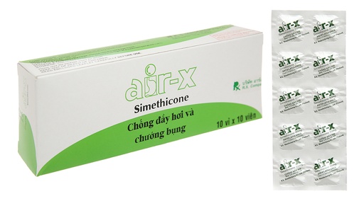 [DDTH141] Viên nhai Air-X 80mg chống đầy hơi và chướng bụng (10 vỉ x 10 viên)