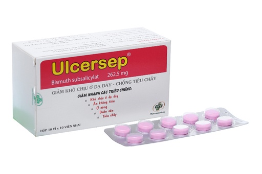 [DDTH159] Viên nhai Ulcersep 262.5mg giảm khó chịu dạ dày, buồn nôn (10 vỉ x 10 viên)
