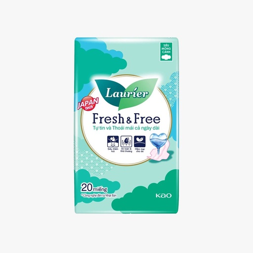 [PK014] Băng vệ Laurier Fresh & Free siêu mỏng cánh siêu thấm tối đa (Gói 20 miếng)