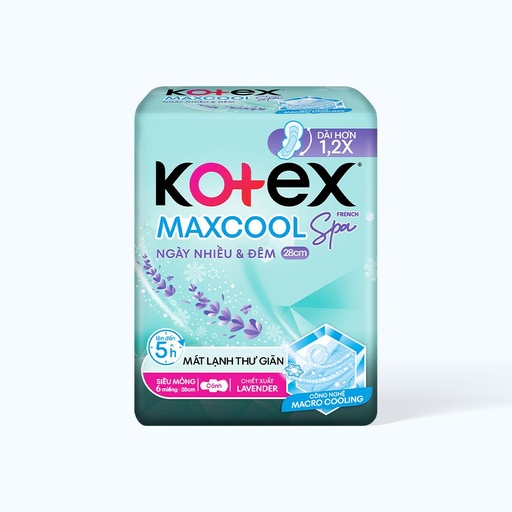 [PK022] Băng vệ sinh Kotex Max Cool BVS cho ngày và đêm (Gói 6 miếng x 28cm)