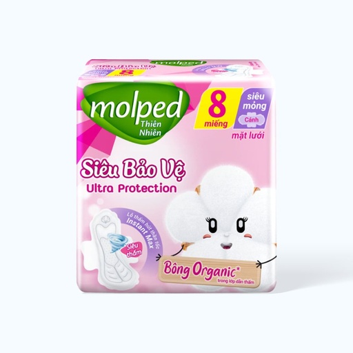 [PK025] Băng vệ sinh Molped tự nhiên siêu bảo vệ siêu thấm mỏng cánh (23 cm x 8 Miếng)