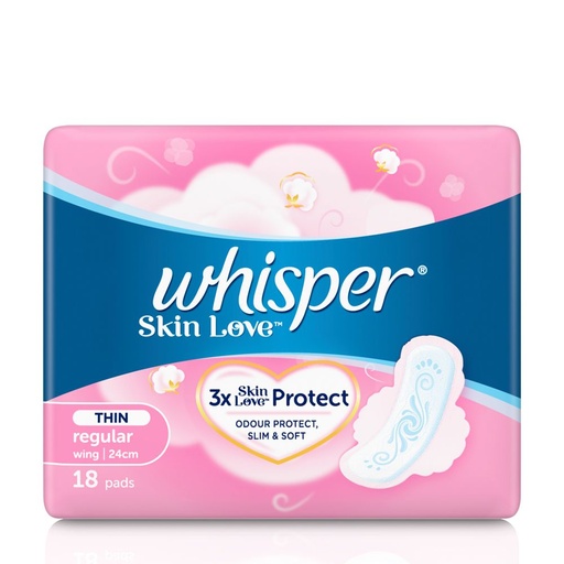 [PK028] Băng vệ sinh ban ngày mềm mỏng có cánh 24cm Whisper (18 miếng/gói)