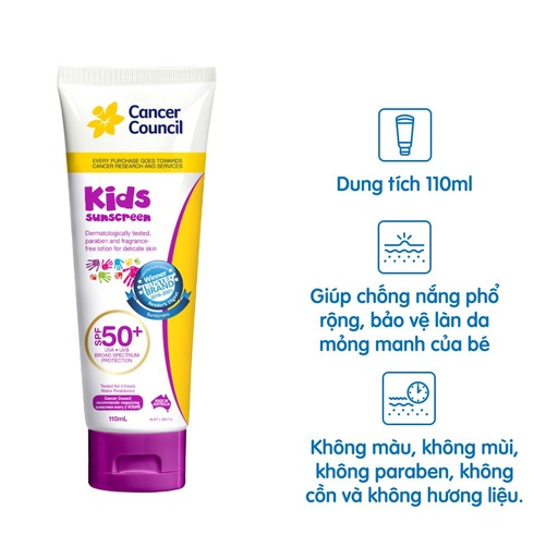 [KCN001] Kem chống nắng trẻ em Cancer Council (110ml)