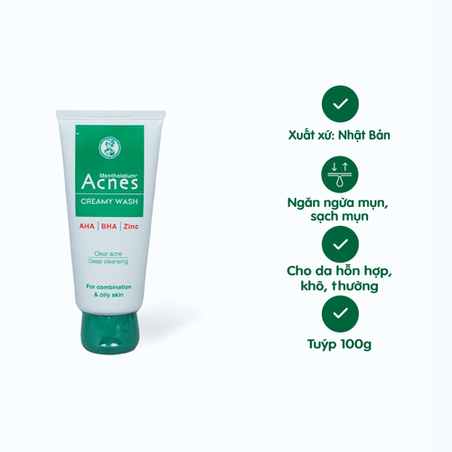 [FW005] Kem Rửa Mặt ACNES Creamy Wash Hỗ Trợ Gỉam Mụn, Hạn Chế Sẹo Thâm (Tuýp 100g)