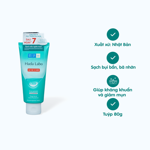 [FW007] Kem Rửa Mặt HADA LABO Acne Care Calming Dành Cho Da Mụn Và Nhạy Cảm (Tuýp 80g)