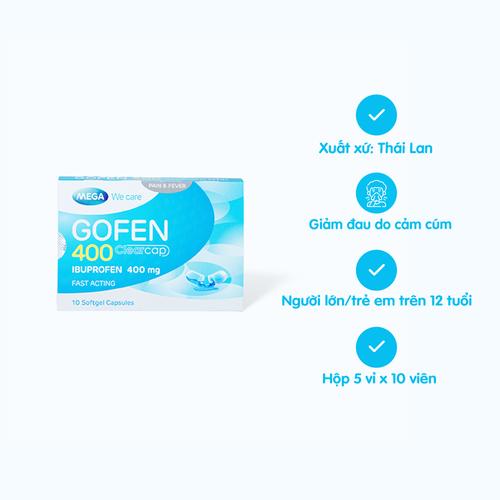 [ANAL016] Viêm nang mềm Gofen 400 giảm đau, hạ sốt, chống viêm (5 vỉ x 10 viên)