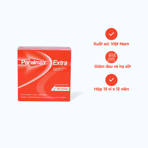 [ANAL049] Viên nén Paralmax Extra Boston giảm đau và hạ sốt (15 vỉ x 12 viên)
