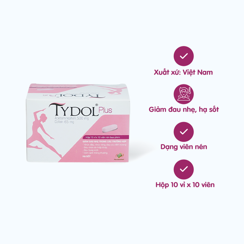[ANAL054] Viên nén Tydol Plus chỉ định giảm đau nhẹ, hạ sốt (10 vỉ x 10 viên)